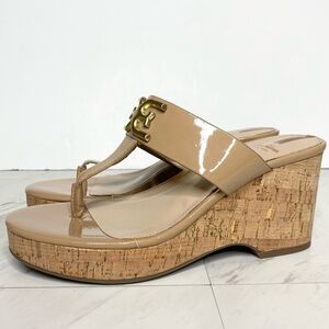 Sam Edelman Yardlie Tan Patent Cork Wedge Sandal 7 1/2 M